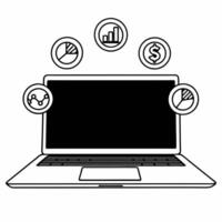Laptop with Holographic Profit Graphs concept as A laptop set on a glossy white background with holographic graphs representing profits and savings floating above the screen The d Squre vector