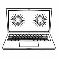 Laptop with floating Bhai Dooj symbol concept as A modern laptop with two holographic Bhai Dooj symbols hovering above the keyboard The glossy glow contrasts against the white bac Squre Set 2 vector
