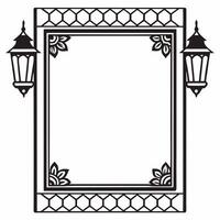 Lantern and Rangoli Border with Copy Space concept as A minimalist border frame featuring a traditional lantern and a simple Rangoli pattern leaving ample copy space in the center Squre vector