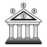 Levitating Bank Building and Money concept as A of a bank building with money floating around it isolated on a white background The design emphasizes financial security sav Squre vector