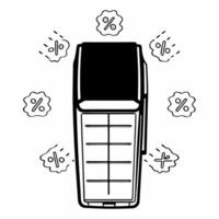 Levitating Payment Terminal with Sale Icons concept as A payment terminal floating mid air with sale icons surrounding it isolated on a white background This design is perfect for Squre vector