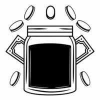 Levitating Savings Jar and Money concept as A of a savings jar with money floating around it isolated on a white background The elements appear weightless emphasizing the c Squre vector