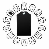 Levitating Price Tag with Promotion Icons concept as A price tag floating in mid air with promotion icons surrounding it isolated on a white background The design is ideal for e c Squre vector