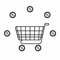 Levitating Shopping Cart with Discount Icons concept as A shopping cart floating in mid air with discount icons hovering around isolated on a white background This design is perfe Squre vector