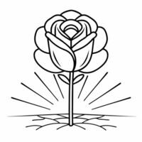 Macro of a digital rose growing from broken ground symbolizing hope and renewal concept as A macro shot of a glowing digital rose growing from cracked ground symbolizing hope renew Squre vector