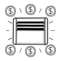 Levitating Wallet with Currency Symbols concept as A minimalist of a wallet floating with currency symbols around it isolated on a white background The design highlights pa Squre Set 2 vector