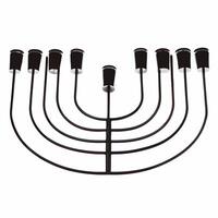 Macro of futuristic menorah base with LED light strips concept as A macro shot of a futuristic menorah base embedded with glowing LED light strips The intricate details of the lig Squre vector