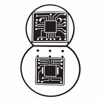 Macro of futuristic snowman with glowing circuits concept as A futuristic snowman with glowing circuits and abstract designs on its body is captured in a macro shot The intricate Squre vector
