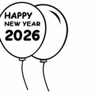 Macro of New Year Balloons concept as A close up of colorful balloons with Happy New Year 2026 printed on them floating against a soft background The camera captures the vibrant c Squre vector