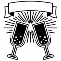 Macro of New Year Toast concept as A close up of two champagne glasses clinking together with bubbles rising and reflections sparkling The camera captures the joy and excitement o Squre vector
