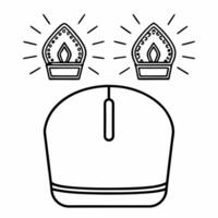 Mouse with glowing Bhai Dooj elements concept as A computer mouse with two floating holographic Bhai Dooj symbols glowing above it The clean white background provides ample space Squre vector