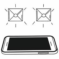 Phone with holographic Bhai Dooj envelope concept as A smartphone on a white background with two glowing holographic envelopes representing Bhai Dooj floating above it The scene i Squre vector