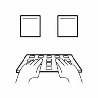 Plain background of a hand typing on a keyboard with Cyber Monday discount codes concept as A plain background highlighting a hand typing discount codes into a keyboard with minima Squre vector