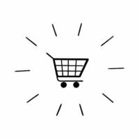 Plain background of a digital shopping cart with Cyber Monday sale highlights concept as A plain clean background featuring a digital shopping cart in the center with bold Cyber Mo Squre vector