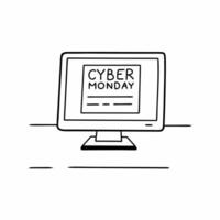 Plain background of desktop monitor showing Cyber Monday shopping list concept as A plain background featuring a desktop monitor displaying a Cyber Monday shopping list with discou Squre vector