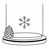 Pinecone and snowflake podium with copy space concept as A podium featuring a pinecone on one side and a snowflake on the other leaving ample room for copy space in the middle for Squre vector