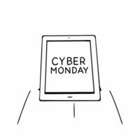 Plain background of glowing discount codes displayed on digital tablet concept as A plain background featuring a glowing digital tablet with Cyber Monday discount codes displayed o Squre vector