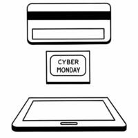Plain background with floating credit card and glowing Cyber Monday banner concept as A plain background with a floating credit card and a glowing Cyber Monday banner representing Squre vector