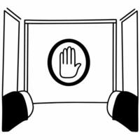 Plain beige background with an open hand icon copy space for support and rights concept as A plain beige background with an open hand icon at the center symbolizing support and the Squre vector