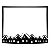 Plain snowy village with glowing windows and copy space concept as A peaceful winter village with snow covered roofs and glowing windows offers a plain background with ample copy s Squre vector