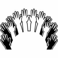 Plain white background with raised hands copy space for Human Rights Day concept as A plain white background with a set of raised hands reaching up from the bottom symbolizing unit Squre vector
