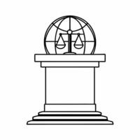 Podium with a glowing globe and scales of justice symbolizing global fairness with ample copy space concept as A podium featuring a glowing globe and scales of justice at the top s Squre vector
