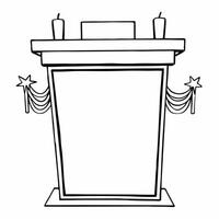 Podium with Hanukkah gelt and dreidels on sides copy space on top concept as A podium with Hanukkah gelt and dreidels positioned on either side with copy space available on the top Squre vector
