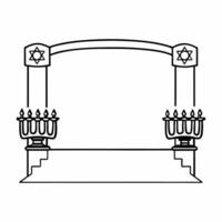 Podium with menorah and dreidel symbols on sides copy space on top concept as A podium design with menorah and dreidel symbols on either side leaving the top area for ample copy sp Squre vector