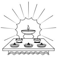 Radiant abstract art of a Labh Pancham feast with glowing dishes concept as A glowing abstract digital art banner depicting a Labh Pancham feast with glowing dishes arranged on an Squre vector