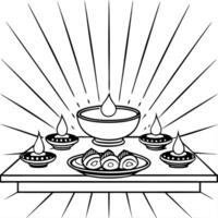 Radiant abstract art of a Labh Pancham feast with glowing dishes concept as A glowing abstract digital art banner depicting a Labh Pancham feast with glowing dishes arranged on an Squre Set 2 vector