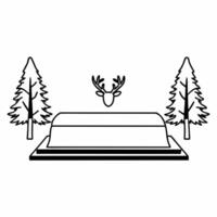 Reindeer and snow covered tree podium with copy space concept as A podium featuring a snow covered tree on one side and a reindeer on the other creating a festive display with clea Squre vector