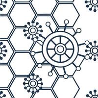 Refined seamless pattern with intricate cyber elements arranged in modular tiles and isolated whitebalance delivering hightech digital precision concept as Intricate cyber elements Squre vector