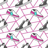 Seamless pattern with techno geometric shapes and sleek angular designs in bold neon tones creating a modern futuristic grid aesthetic concept as A futuristic grid pattern made of Squre vector