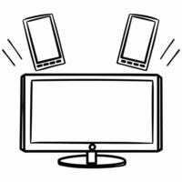 Smart TV with Bhai Dooj floating icon concept as A smart TV with two floating Bhai Dooj holographic icons glowing in the air The clean white background provides ample copy space Squre vector