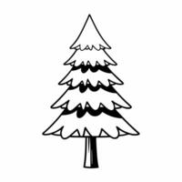 Snow covered pine tree icon isolated on white concept as A snow covered pine tree vectorized and isolated on a white background This minimalistic design is perfect for nature them Squre vector