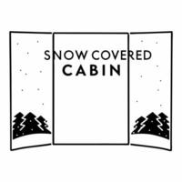 Snow covered cabin and twinkling lights frame with copy space concept as A decorative frame with a snow covered cabin on one side and twinkling lights on the other leaving clear sp Squre vector