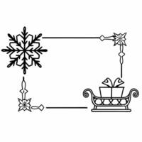 Snowflake and sleigh border with copy space concept as A festive border featuring a snowflake on one side and a sleigh filled with gifts on the other with clear copy space in the m Squre vector