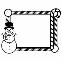 Snowman and candy cane border with copy space for festive promotions concept as A cheerful border with a snowman on one side and a candy cane on the other creating a fun frame with Squre vector
