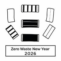 Upcycled Fabric Elements concept as A seamless design showcasing elements made from upcycled fabric scraps in various colors and patterns representing a Zero Waste New Year Squre vector