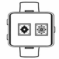 Watch with holographic Bhai Dooj icon concept as A smartwatch with two holographic Bhai Dooj symbols floating near the screen providing a bright and glossy look The scene has ampl Squre vector
