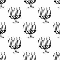 Watercolor tiles featuring Hanukkah menorahs made from recycled glass concept as A seamless pattern of watercolor tiles showcasing Hanukkah menorahs created from recycled glass rep Squre vector