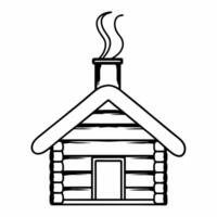 Winter cabin icon with smoke from chimney on white background concept as A cozy winter cabin with smoke rising from the chimney vectorized and isolated on a white background The c Squre vector