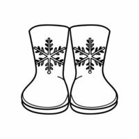 Winter boots icon with snowflakes on white background concept as A pair of winter boots with snowflake patterns vectorized and isolated on a white background The sharp clean desig Squre vector