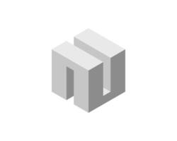 Abstract 3D isometric cube forming the letter U or N. Minimalist design, perfect for tech, architecture, or branding concepts. Represents structure, stability, and innovation. vector