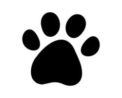 Bold black paw print icon on white background. Simple, minimalist design perfect for pet-related websites, logos, apps, and social media. vector