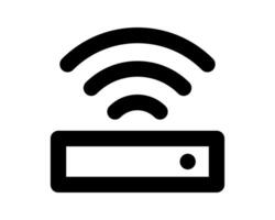 Bold black icon depicting a wifi router emitting wireless signals. Perfect for websites, apps, or presentations needing a clean, modern tech symbol. vector