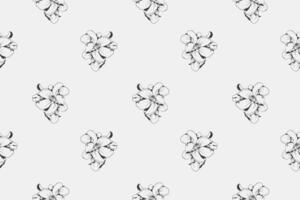 Elegant monochrome floral seamless pattern. Delicate handdrawn flower clusters create a sophisticated design ideal for textiles, wallpapers, and branding. vector