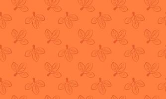 Vibrant orange seamless pattern featuring stylized leaf motifs. Perfect for autumnal designs, textile prints, or as a background for websites and social media. vector