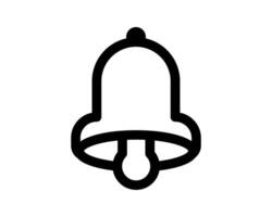 Bold black outline bell icon. Simple, clean design perfect for notifications, alerts, reminders, website interface, app design, or any project needing a clear notification symbol. vector