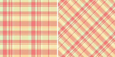 Pastel plaid patterns Two seamless textures in soft peach, coral, and mint green. Perfect for textile design, fashion, scrapbooking, website backgrounds, and more. vector